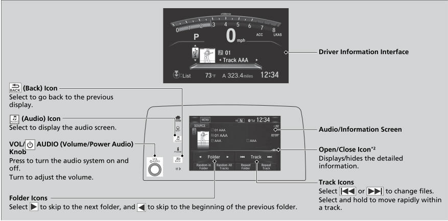 Honda CR-V. Playing a USB Flash Drive